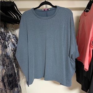 Women's Blue Ribbed Top